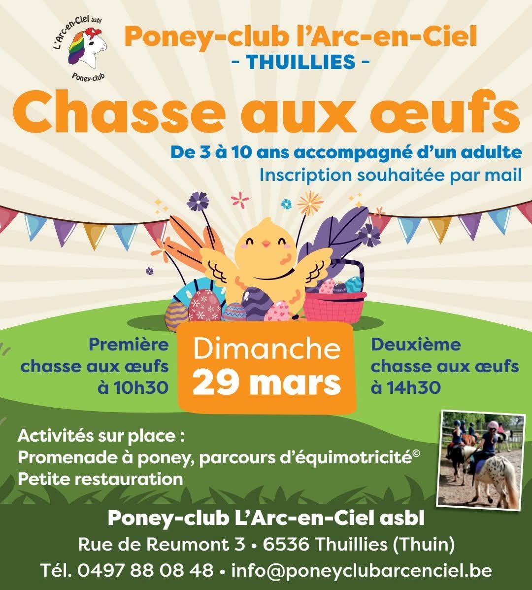 Chasse aux œufs au Poney-club L’Arc-en-Ciel à Thuillies - Pâques - Wekty